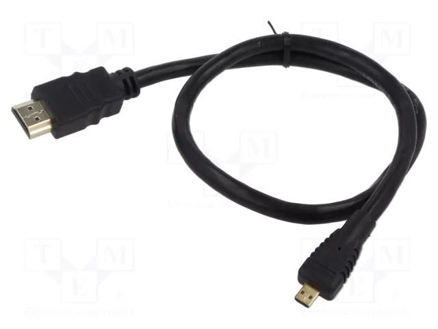 Cable; HDMI plug,micro HDMI plug; Len: 0.5m; black; HDMI 1.4 SAVIO SAVKABELCL-149