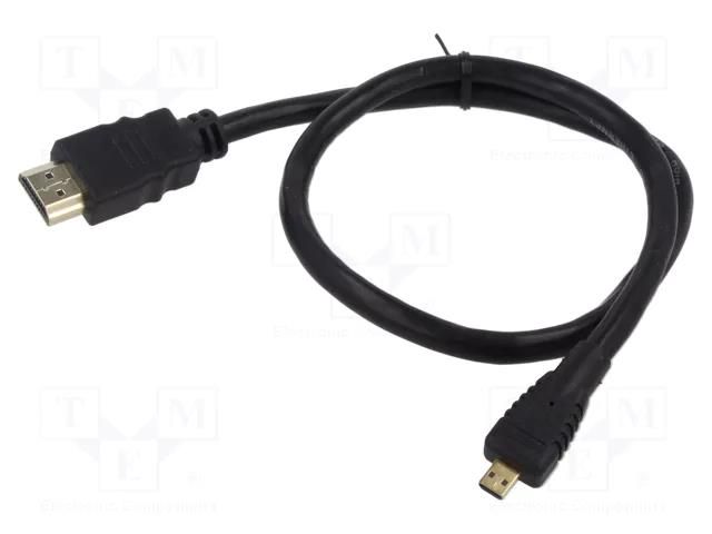 Cable; HDMI 1.4; HDMI plug,micro HDMI plug; Len: 0.5m; black SAVIO SAVKABELCL-149