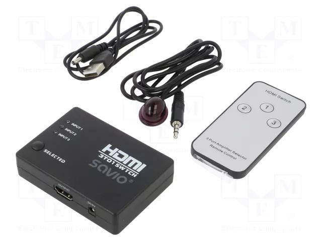 Switch; Support: 3D,Full HD 1080p; black; Out: HDMI socket SAVIO SAVKABELCL-28