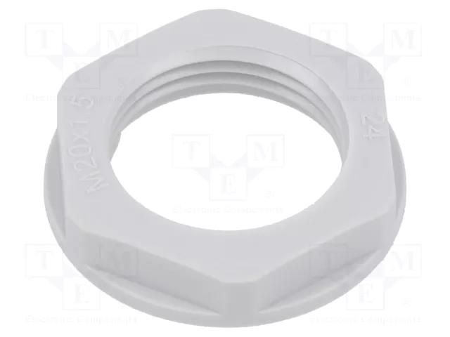 Nut; M20; polyamide; 26mm; light grey; Thread: metric; Pitch: 1.5 TE Connectivity 1SNG607007R0000