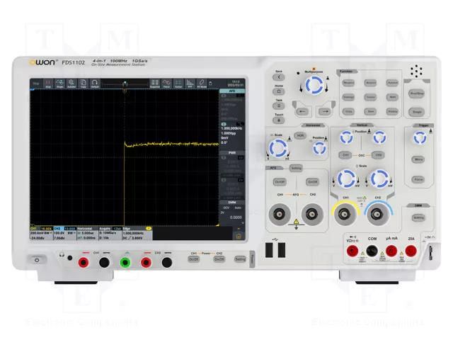 Oscilloscope: digital; Ch: 2; 100MHz; 1Gsps; 10Mpts; LCD TFT 10,4" OWON FDS1102
