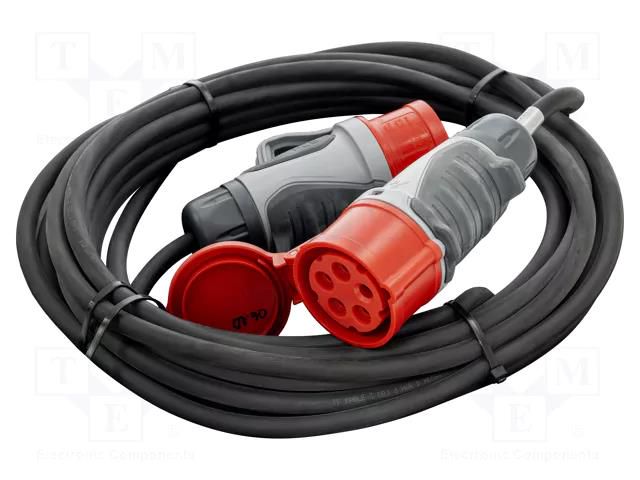 Extension lead; 5x1.5mm2; Sockets: 1; rubber; black; 10m; 16A KERG KERG-W2254