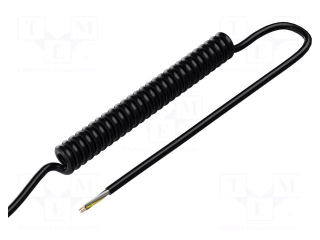 Wire: coiled; 5x0.22mm2; unshielded; PUR; black; 300V; 0.2m; 0.8m SIMECH SPT00107C
