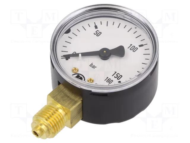 Manometer; 0÷160bar; G 1/4",bottom connection; 50mm; metal PNEUMAT 110/2