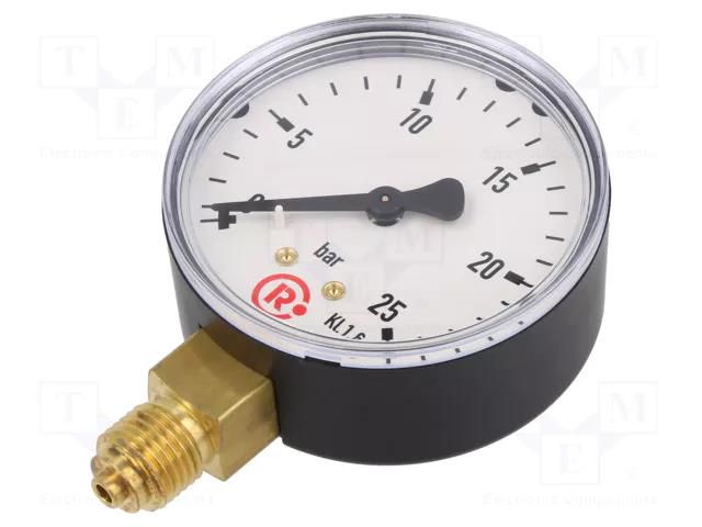 Manometer; 0÷25bar; G 1/4",bottom connection; 63mm; plastic PNEUMAT 119-K