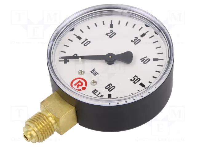 Manometer; 0÷60bar; G 1/4",bottom connection; 63mm; plastic PNEUMAT 121-K