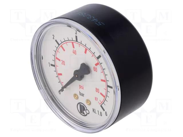 Manometer; 0÷6bar; G 1/4",rear connection; 63mm; Temp: -20÷60°C PNEUMAT 216-KD