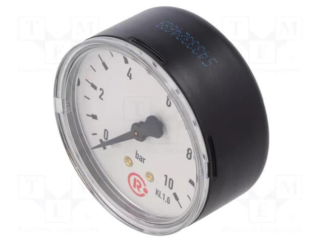 Manometer; 0÷10bar; G 1/4",rear connection; 63mm; Temp: -20÷60°C PNEUMAT 217
