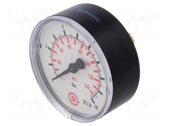 Manometer; 0÷10bar; G 1/4",rear connection; 63mm; Temp: -20÷60°C PNEUMAT 217-KD