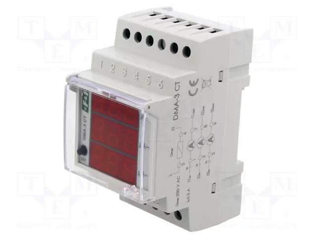 Ammeter; digital,mounting; 0÷5A; True RMS; for DIN rail mounting F&F DMA-3-CT