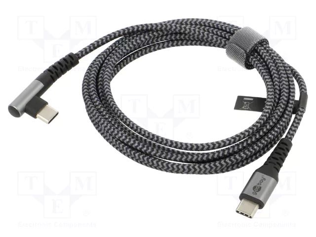 Cable; USB 2.0; USB C plug,USB C angled plug; 2m; 480Mbps GOOBAY GOOBAY-64660