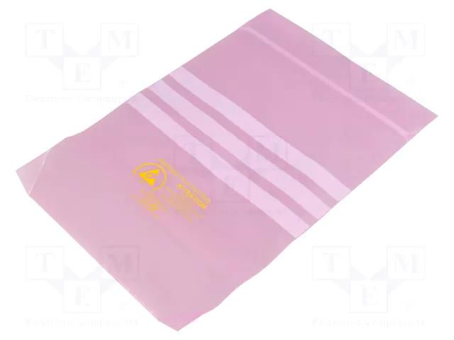 Protection bag; ESD; L: 200mm; W: 150mm; Thk: 75um; polyetylene; pink DESCO EUROPE SCS-203015