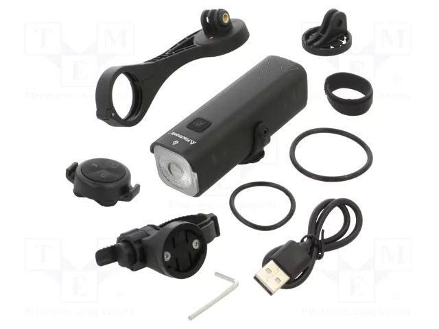 Torch: LED; 1.5h; 200lm,400lm,1000lm; IPX6; HighLine; bicycle MACTRONIC ABF0166-SET