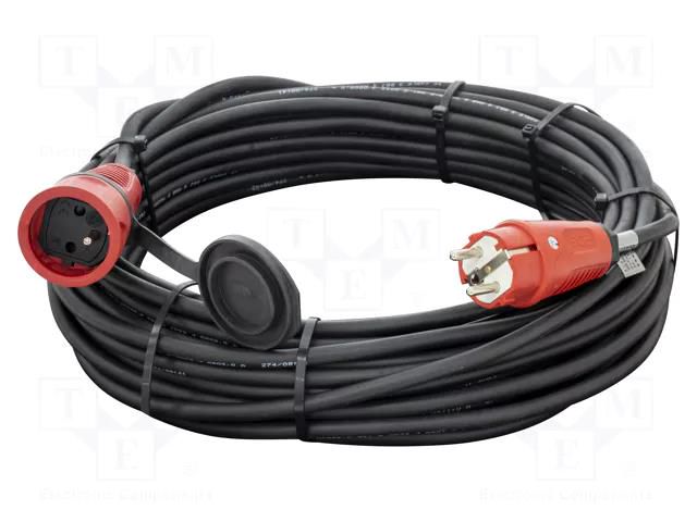 Extension lead; 3x1.5mm2; Sockets: 1; rubber; black; 20m; 16A KERG KERG-W2230