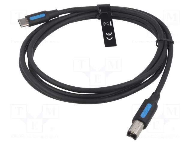Cable; USB 2.0; USB B plug,USB C plug; nickel plated; 1.5m; black VENTION CQUBG