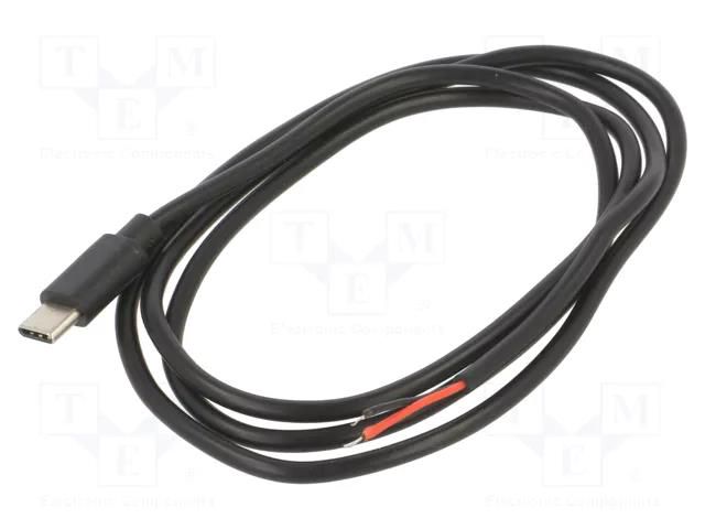 Cable; service; wires,USB C plug; 1m; black; 10W; 2A; 5V AKYGA AK-SC-38