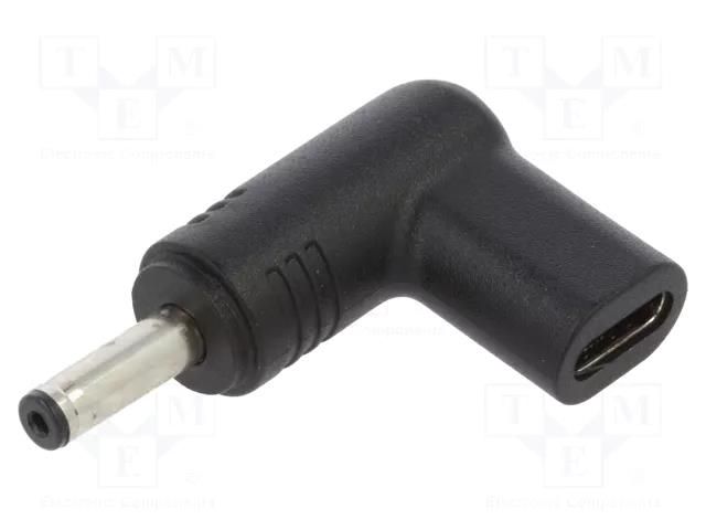 Adapter; USB C socket,DC 4,0/1,35 plug; black; angular; 100W; 5A AKYGA AK-ND-C15