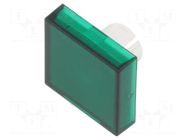 Actuator lens; 22mm; 61; transparent,green; plastic; Dim: 20x20mm EAO 61-9351.5