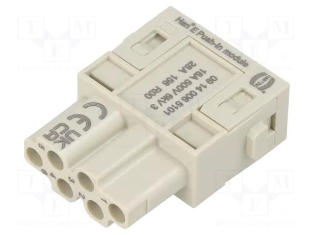 Connector: HDC; module; female; Han-Modular®; PIN: 6; push-in; 16A HARTING 09140065101