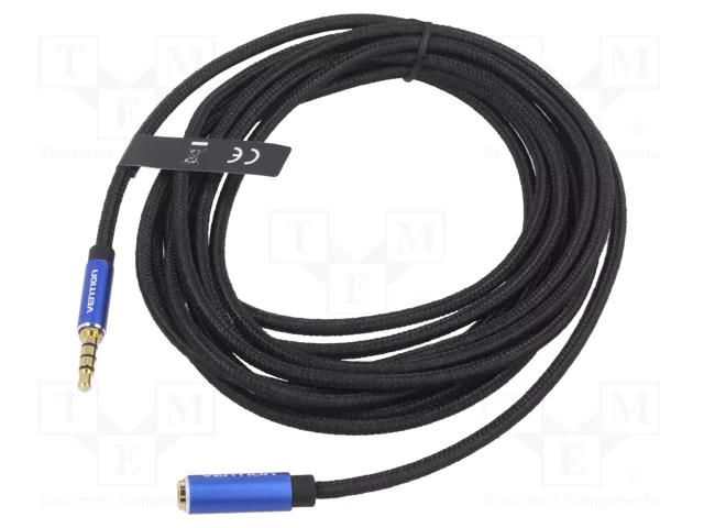 Cable; Jack 3.5mm 4pin socket,Jack 3,5mm 4pin plug; 3m; black VENTION BHCLI