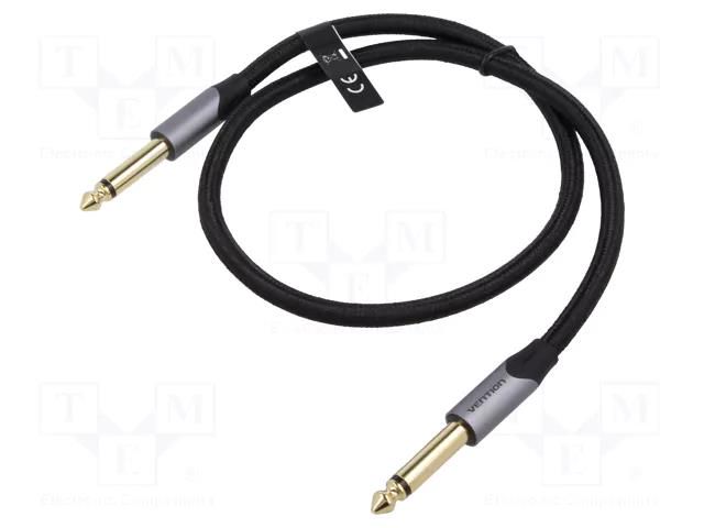 Cable; Jack 6,3mm 2pin plug,both sides; 3m; Plating: gold-plated VENTION BASHI