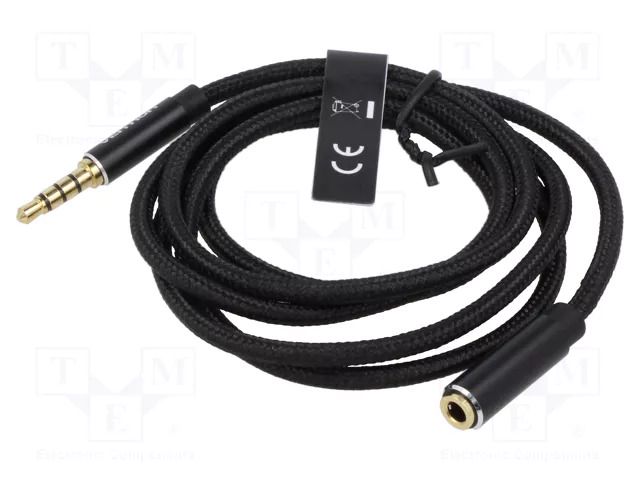 Cable; Jack 3.5mm 4pin socket,Jack 3,5mm 4pin plug; 1m; black VENTION BHCBF