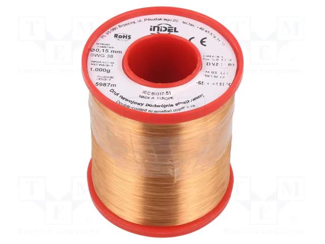 Coil wire; double coated enamelled; 0.15mm; 1kg; -65÷180°C INDEL DN2E0.15-1.00