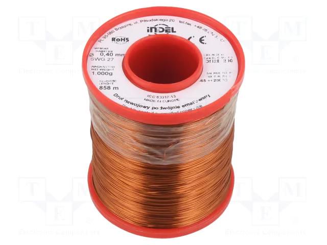 Coil wire; double coated enamelled; 0.4mm; 1kg; -65÷200°C INDEL DN2E0.40-1.00