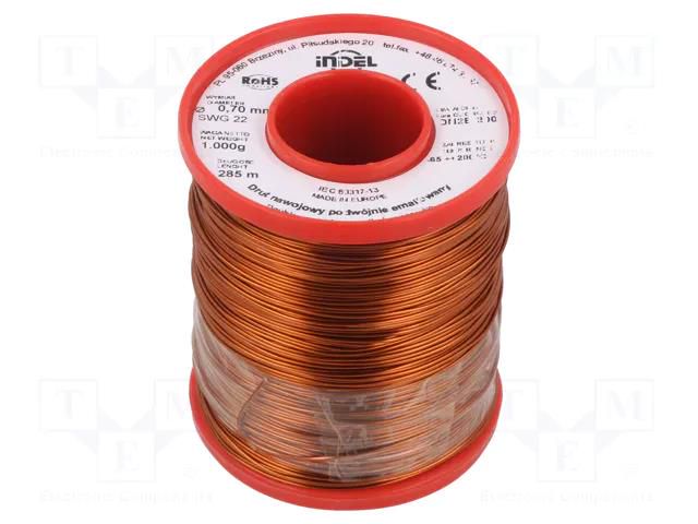 Coil wire; double coated enamelled; 0.7mm; 1kg; -65÷200°C INDEL DN2E0.70-1.00
