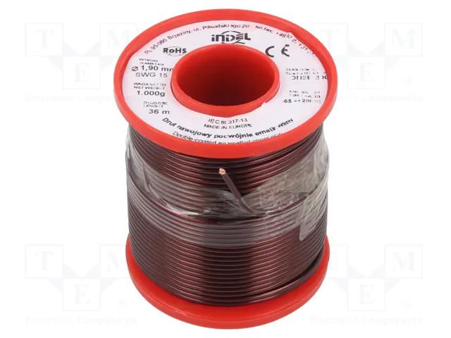 Coil wire; double coated enamelled; 1.9mm; 1kg; -65÷200°C INDEL DN2E1.90-1.00