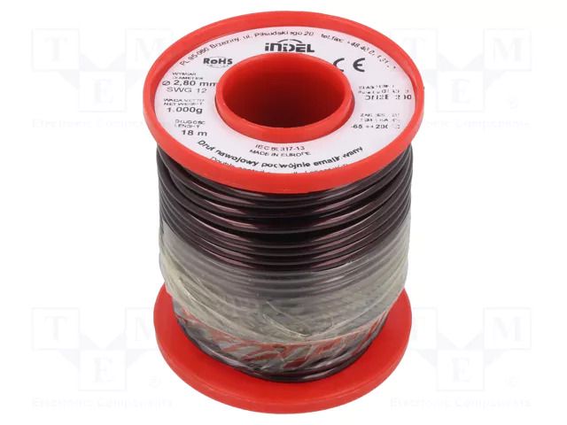 Coil wire; double coated enamelled; 2.8mm; 1kg; -65÷200°C INDEL DN2E2.80-1.00