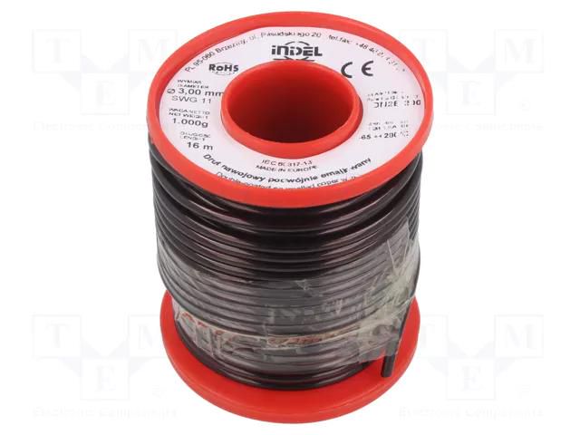Coil wire; double coated enamelled; 3mm; 1kg; -65÷200°C; Core: Cu INDEL DN2E3.00-1.00