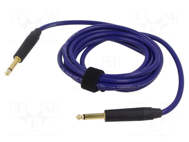 Cable; Jack 6,3mm 2pin plug,both sides; 3m; blue; 0.25mm2 TASKER TAS-TK123PSF-B