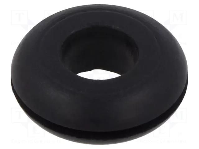 Grommet; Ømount.hole: 15.88mm; Øhole: 9.52mm; rubber; black KEYSTONE KEYS744