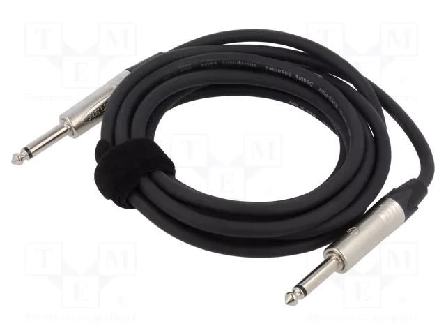 Cable; Jack 6,3mm 2pin plug,both sides; 12m; black; Øcable: 6mm TASKER TAS-NK1312