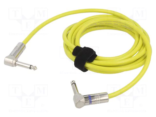 Cable; Jack 6.3mm 2pin angled plug,both sides; 3m; yellow TASKER TAS-TK113PSF-G