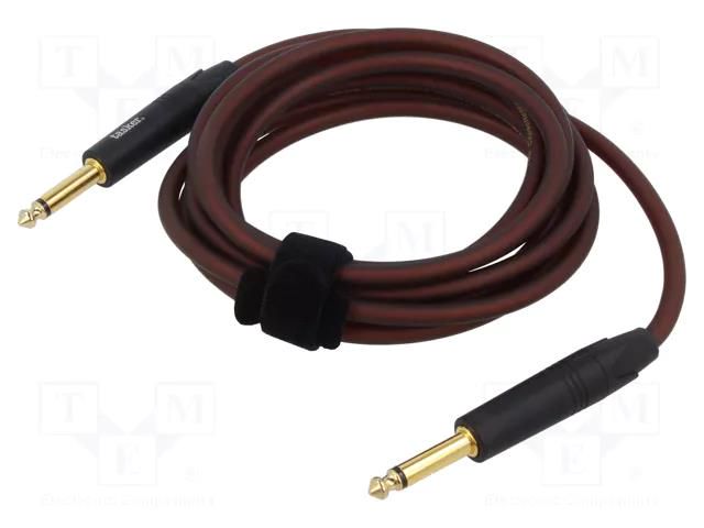 Cable; Jack 6,3mm 2pin plug,both sides; 9m; brown; 0.25mm2 TASKER TAS-TK129PSF-TB