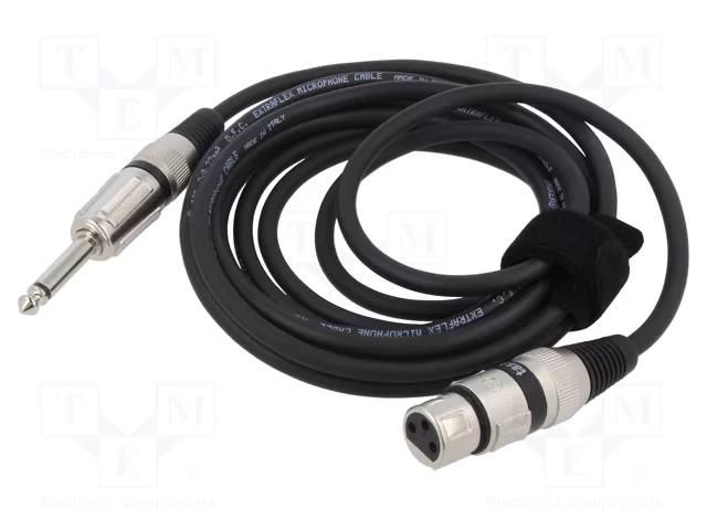 Cable; Jack 6,3mm 2pin plug,XLR female 3pin; 9m; black; 0.25mm2 TASKER TAS-TK239