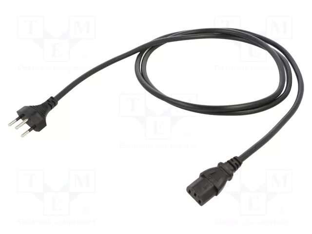 Cable; 3x1mm2; IEC C13 female,SEV-1011 (J) plug; PVC; 1.8m; black Qualtek Electronics 378005-01