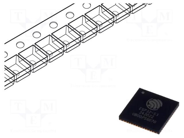 IC: SoC; Bluetooth: BLE; WiFi; SMD; QFN56; 7x7mm; 512kBSRAM; Cores: 2 ESPRESSIF ESP32-S3