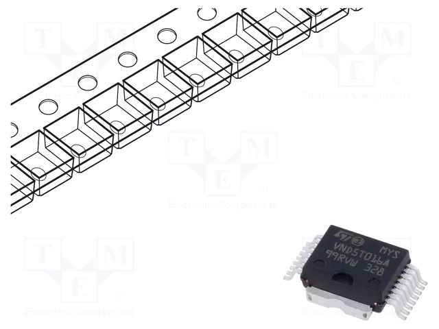 IC: power switch; high-side; 70A; PowerSO16; 8÷36V; reel,tape STMicroelectronics VND5T016ASPTR-E