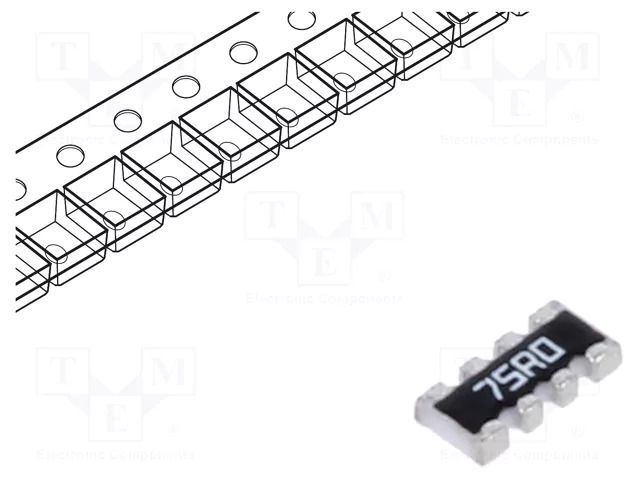 Resistor network: Y; ±1%; 75Ω; No.of resistors: 4; -55÷155°C; SMD YAGEO YC164-FR-0775RL