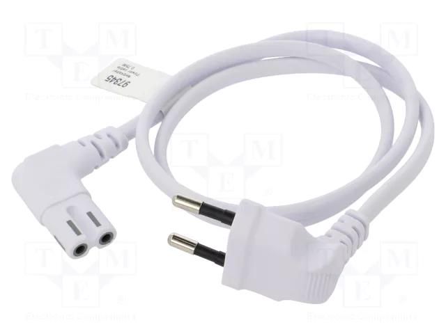 Cable; CEE 7/16 (C) plug angled,IEC C7 female angled; PVC; 0.7m Goobay SN15-02/07/007W