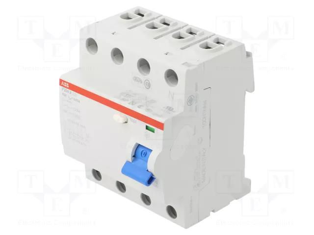 RCD breaker; Inom: 63A; Ires: 30mA; Max surge current: 5000A; IP20 ABB F204A-63/0.03