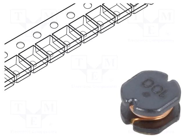Inductor: wire; SMD; 10uH; 1.3A; ±20%; Ø: 5mm; 130mΩ; H: 3mm BOURNS SDR0503-100ML
