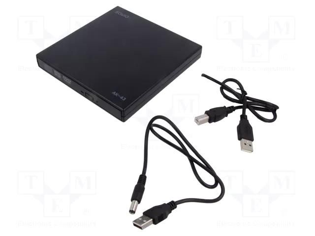 External DVD drive; black; USB A; 135x133x16mm SAVIO SAVAK-43