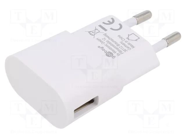 Power supply: switching; mains,plug-in; 5VDC; 5W; Out: USB A; 76.3% Goobay ZSI-44948