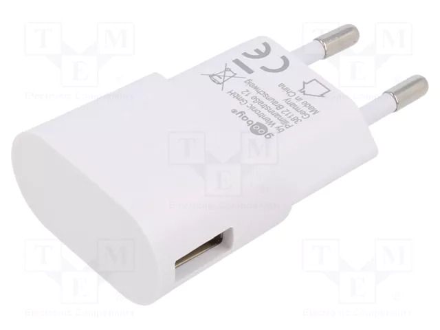 Power supply: switching; mains,plug-in; 5VDC; 5W; Out: USB A; 76.3% GOOBAY ZSI-44948