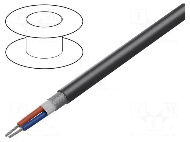 Wire: DMX; 2x0.35mm2; stranded; 110Ω; -20÷70°C; Colour: black; 100m TASKER TAS-TSK1038-CPR
