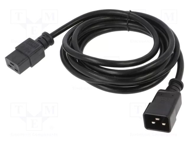 Cable; 3x14AWG; IEC C19 female,IEC C20 male; PVC; 3m; black; 15A Qualtek Electronics 331010-01